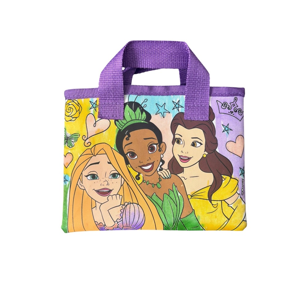 Disney Princess Color Your Own Tote Bag Rapunzel Tiana Belle Purple Kids